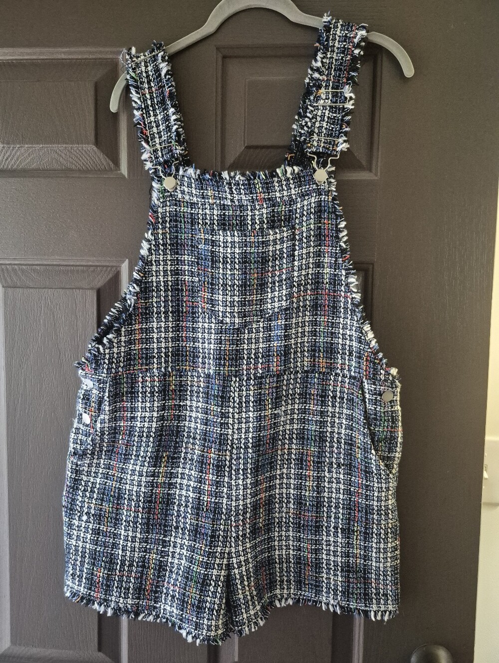 Storia Multicolor Tweed Short Overalls Romper